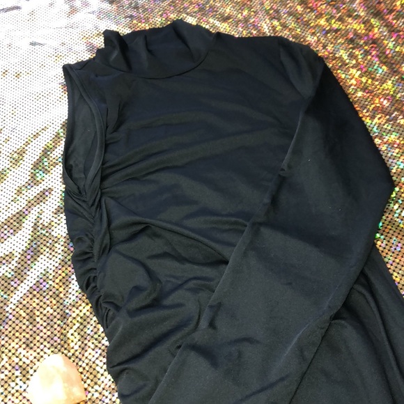 Nwot Midnight Black In & Out Sexy Mock Neck Dress - Picture 7 of 15